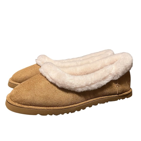 La Rosa Shoes - La Rosa Brown Suede Faux Fur Lined Slippers KF1104-1 Size 41 NEW